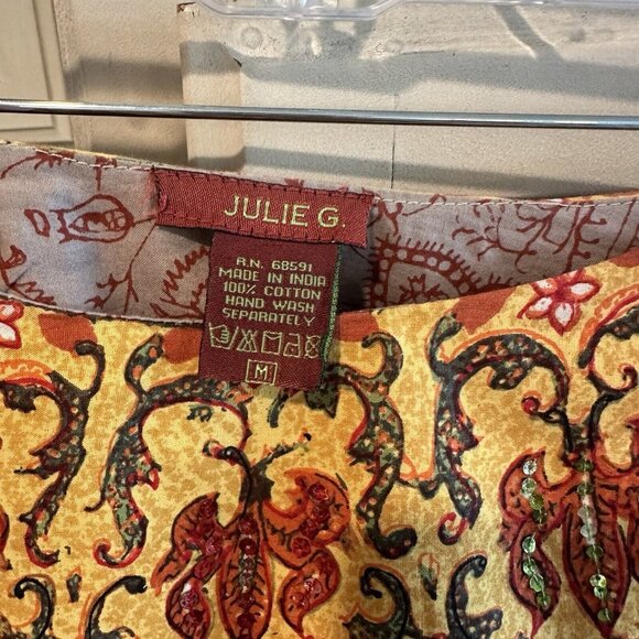 Julie G. Boho Full Circle Skirt  Zebra Floral India Block Print Gypsy Artsy Sz M - Picture 6 of 9